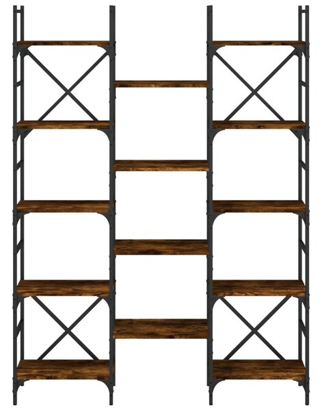 Füstös tölgy színű szerelt fa könyvespolc 127,5x28,5x172,5 cm