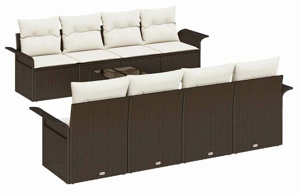 VidaXL Kerti Kanapé Szett párnával 9 pcs Barna és Krém 55 x 55 x 37 cm
