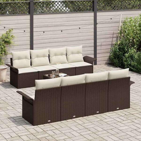 VidaXL Kerti Kanapé Szett párnával 9 pcs Barna és Krém 55 x 55 x 37 cm
