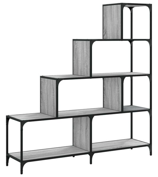 4 szintes szürke sonoma szerelt fa könyvespolc 139x33,5x149 cm