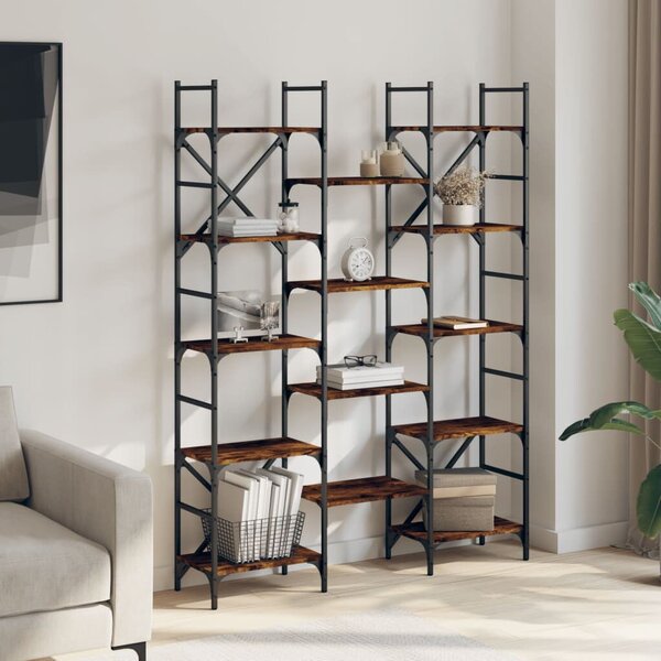 Füstös tölgy színű szerelt fa könyvespolc 127,5x28,5x172,5 cm