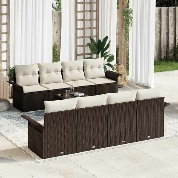 VidaXL Kerti Kanapé Szett párnával 9 pcs Barna és Krém 55 x 55 x 37 cm