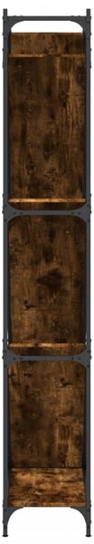 Füstös tölgy színű szerelt fa és fém könyvszekrény 79x30x180 cm