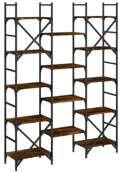 Füstös tölgy színű szerelt fa könyvespolc 127,5x28,5x172,5 cm