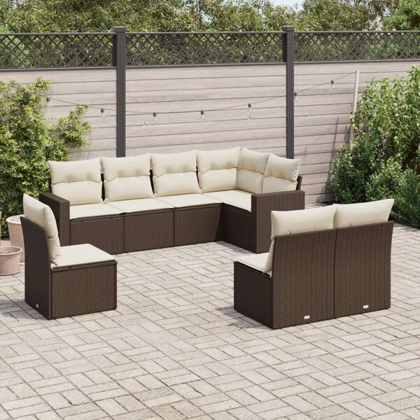 VidaXL Polyrattan Kerti Ülőgarnitúra - 8 részes - Barna