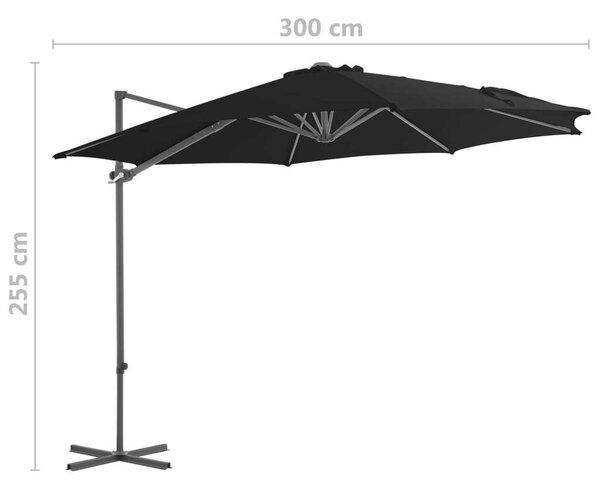 VidaXL Konzolos Napernyő - Fekete - 300 cm