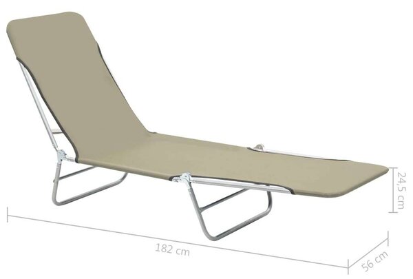 VidaXL Napozóágy Szett - 2 db - Összecsukható - Bézs