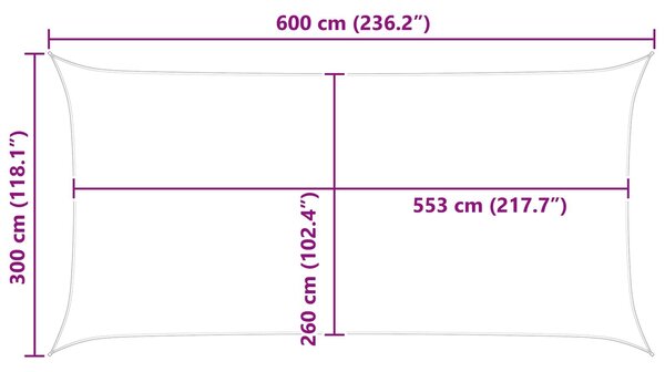 VidaXL Napernyő vitorla Kék és Fehér 6 x 3 m 100% poliészter oxford
