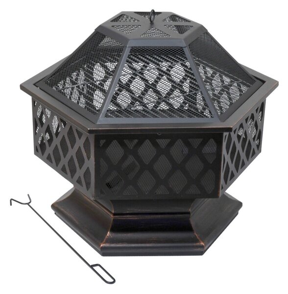 Cattara HEXAGON Tűzrakó - Kerti Tűztér - 60,5x70x62,5cm