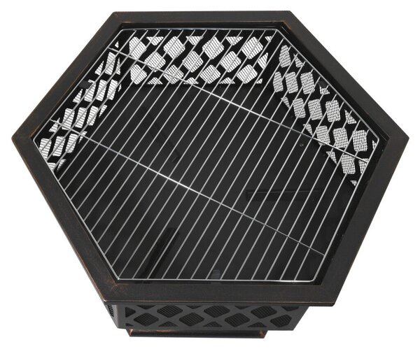 Cattara HEXAGON Tűzrakó - Kerti Tűztér - 60,5x70x62,5cm