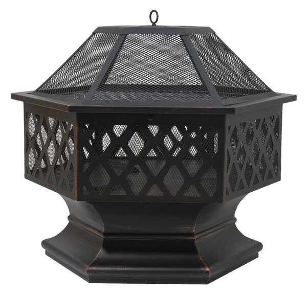 Cattara HEXAGON Tűzrakó - Kerti Tűztér - 60,5x70x62,5cm