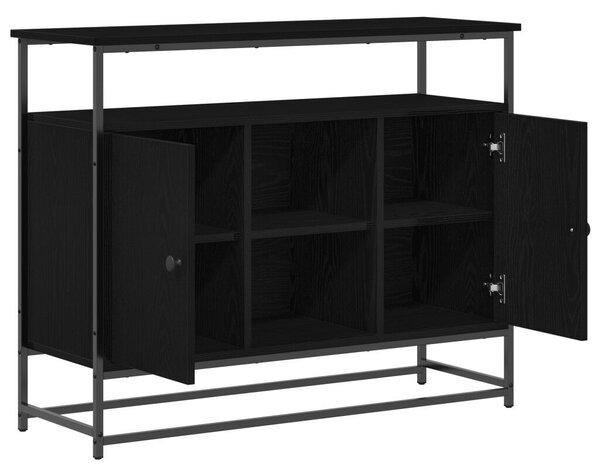 VidaXL Fekete tölgy oldalszekrény 100x35x80 cm Műszaki fa és Acél