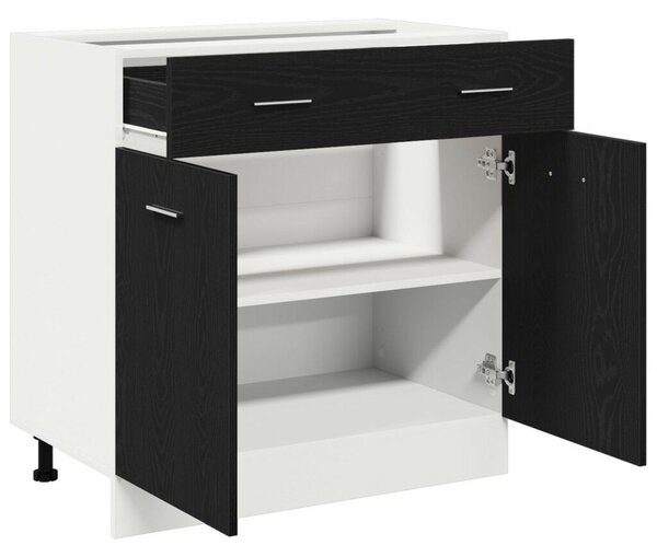 VidaXL Konyhai szekrény Fekete tölgy Szerelt fa 80 x 46 x 81.5 cm