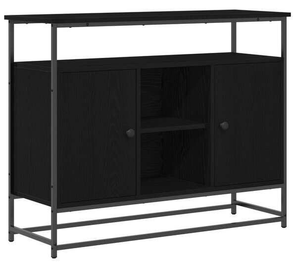 VidaXL Fekete tölgy oldalszekrény 100x35x80 cm Műszaki fa és Acél