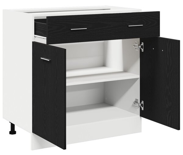 VidaXL Konyhai szekrény Fekete tölgy Szerelt fa 80 x 46 x 81.5 cm