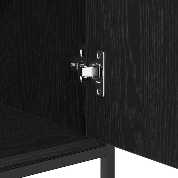 VidaXL Fekete tölgy oldalszekrény 100x35x80 cm Műszaki fa és Acél