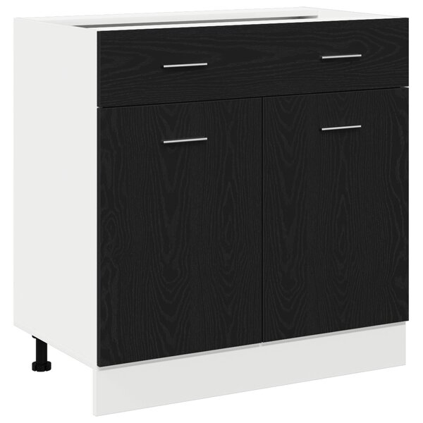 VidaXL Konyhai szekrény Fekete tölgy Szerelt fa 80 x 46 x 81.5 cm
