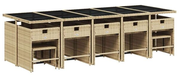 VidaXL Polyrattan Kerti Étkezőgarnitúra - 15 részes - Bézs
