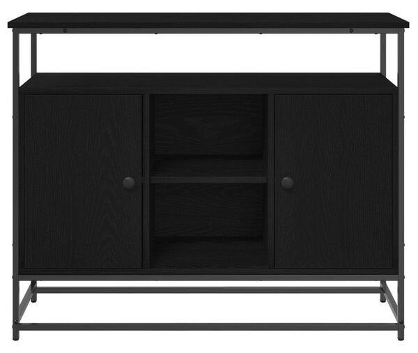 VidaXL Fekete tölgy oldalszekrény 100x35x80 cm Műszaki fa és Acél