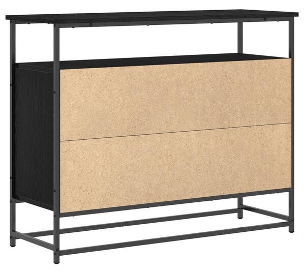 VidaXL Fekete tölgy oldalszekrény 100x35x80 cm Műszaki fa és Acél