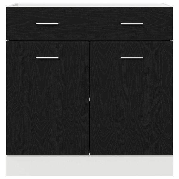 VidaXL Konyhai szekrény Fekete tölgy Szerelt fa 80 x 46 x 81.5 cm