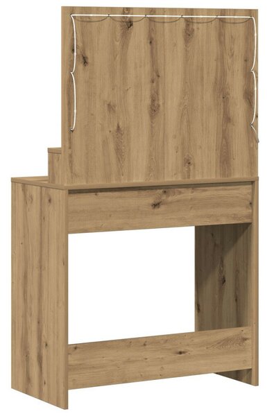 VidaXL Sminktükör LED Fényekkel, Kézműves Tölgy, 79x41x135 cm