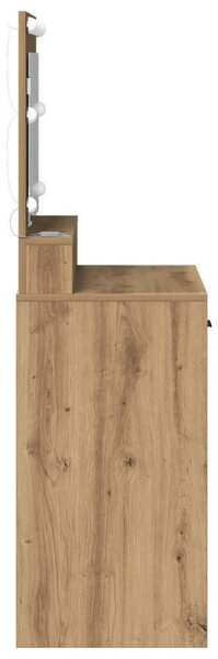VidaXL Sminktükör LED Fényekkel, Kézműves Tölgy, 79x41x135 cm