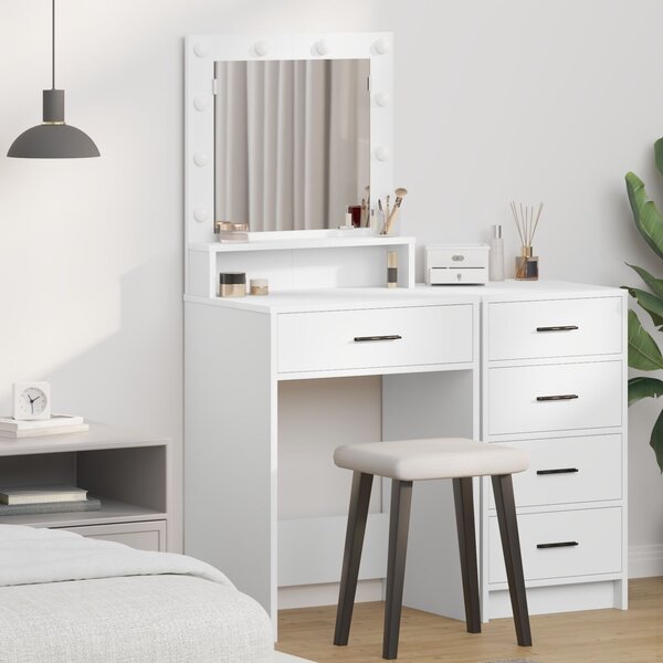 VidaXL Pipereasztal Fehér MDF 50 x 41 x 135 cm Tükör Pipereasztal