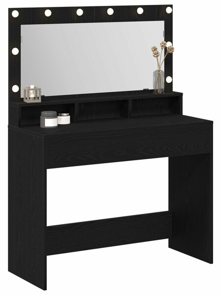 VidaXL Pipereasztal Fekete tölgy MDF 100 x 41 x 135 cm Tükör