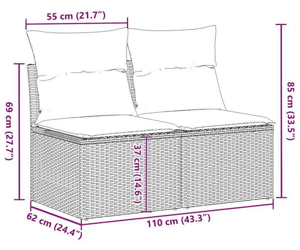 VidaXL Polyrattan Kerti Ülőgarnitúra - 4 részes - Fekete