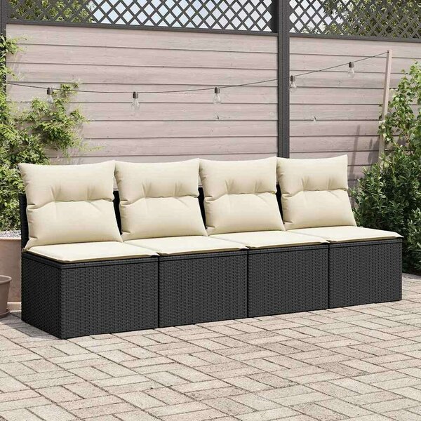 VidaXL Polyrattan Kerti Ülőgarnitúra - 4 részes - Fekete