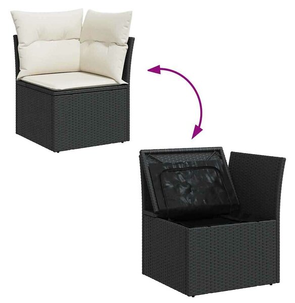 VidaXL Polyrattan Kerti Ülőgarnitúra - 9 részes - Fekete