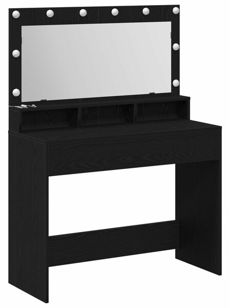 VidaXL Pipereasztal Fekete tölgy MDF 100 x 41 x 135 cm Tükör