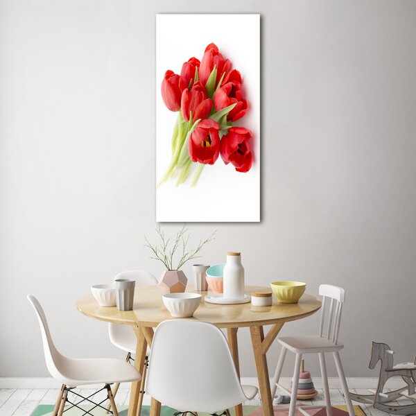 Egyedi üvegkép Piros tulipánok