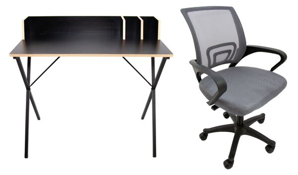 Állvány íróasztal Luna Black + szék Argo Gray
