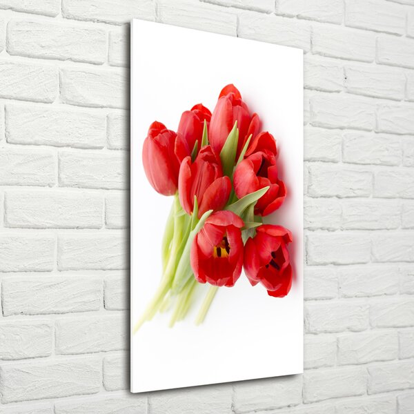 Egyedi üvegkép Piros tulipánok