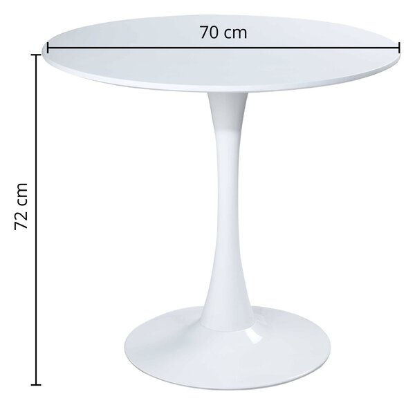 Beluga Kerek Étkezőasztal - Fehér - 70 cm