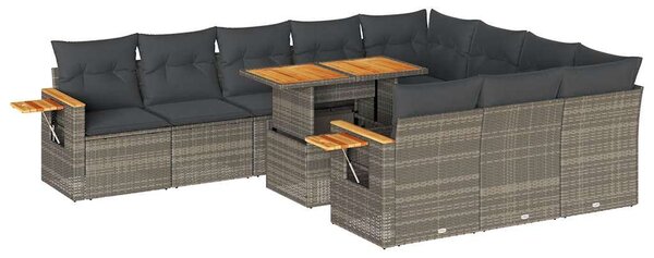 VidaXL Polyrattan Kerti Ülőgarnitúra - 10 részes - Szürke