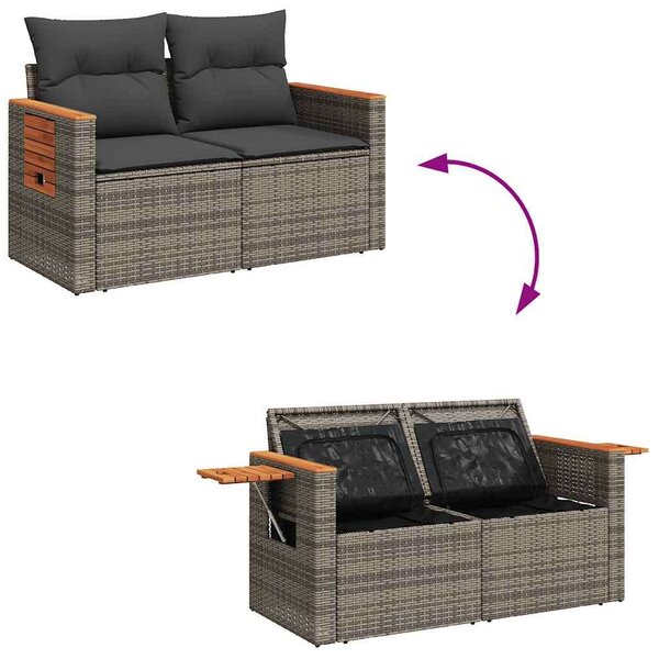 VidaXL Polyrattan Kerti Ülőgarnitúra - 10 részes - Szürke