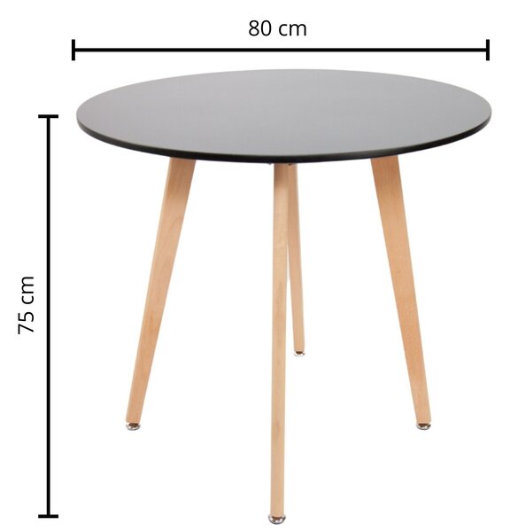 Kerek étkezőasztal Eden Ø80 cm - Fekete