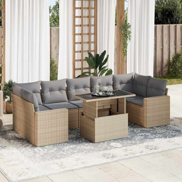 VidaXL Polyrattan Kerti Ülőgarnitúra - 8 részes - Bézs