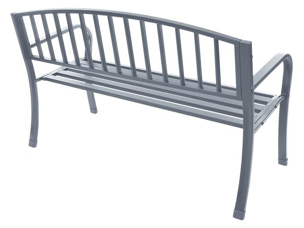 Kerti pad háttámlával, park pad teraszra és erkélyre, fémszerkezet, grafit