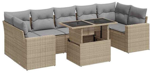 VidaXL Polyrattan Kerti Ülőgarnitúra - 8 részes - Bézs