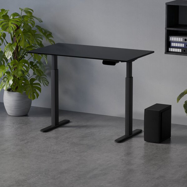 Profi elektromosan állítható magasságú íróasztal 120x80cm fekete | Dupla motor - Memória - USB - Nagy teherbírás | LVN System Control Pro