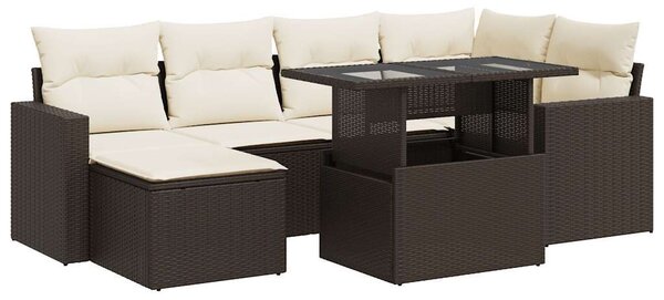 VidaXL 7 részes barna polyrattan kerti ülőgarnitúra párnákkal