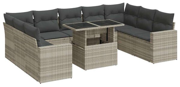 VidaXL Polyrattan Kerti Ülőgarnitúra - 10 részes - Világosszürke