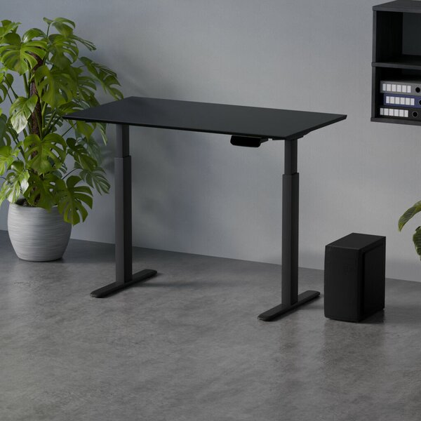 Profi elektromosan állítható magasságú íróasztal 120x67cm fekete | Dupla motor - Memória - USB - Nagy teherbírás | LVN System Control Pro