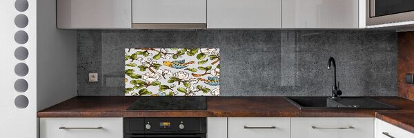 Konyhai fali panel Virágok és madarak