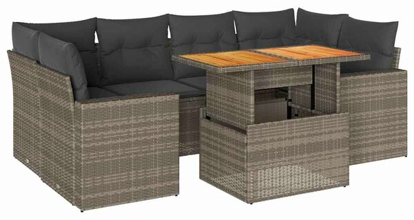 VidaXL Polyrattan Kerti Ülőgarnitúra - 7 részes - Szürke