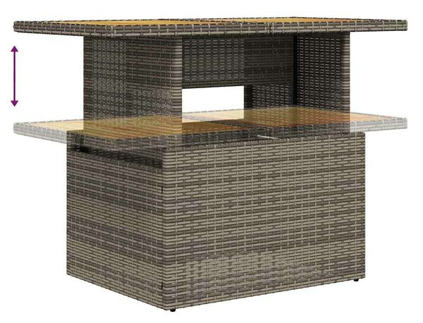 VidaXL Polyrattan Kerti Ülőgarnitúra - 7 részes - Szürke